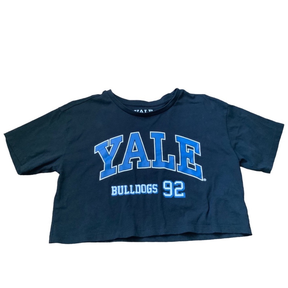 YALE Bulldogs 92 University Black Cropped Short Sleeve Top Women’s Size Medium